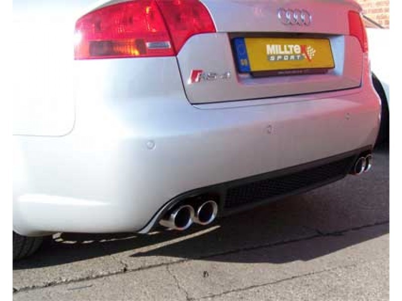 Milltek Audi RS4 B7 resonated(stiller) quad cat-back systeem met