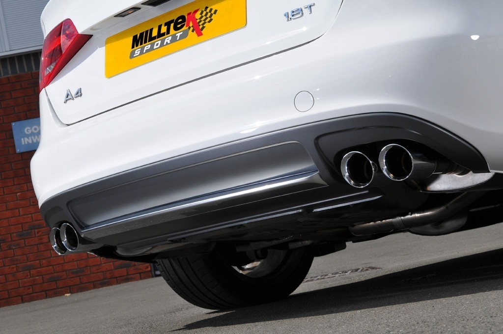 Milltek Audi A4 B8 1.8 TFSI 160pk cat-back quad systeem resonate