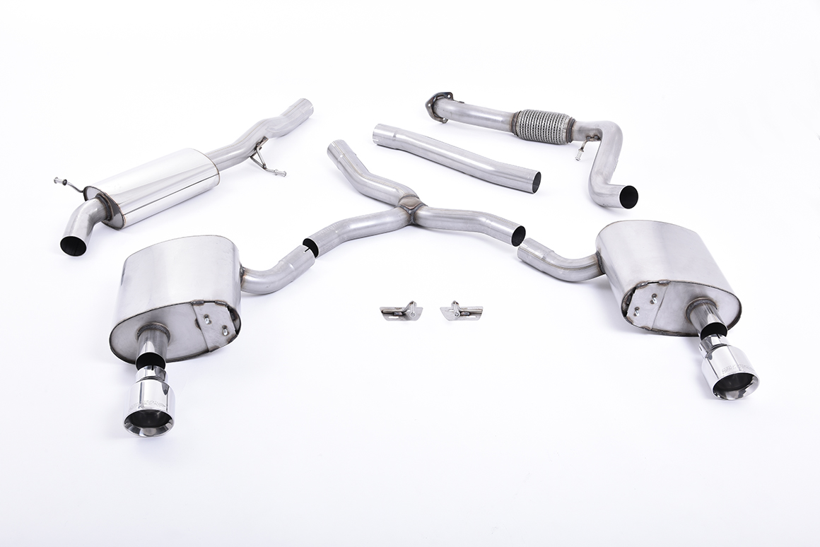 Milltek Cat-back A4 2.0 TFSI B9 Quattro Saloon & Avant GT-100 Polished Trims Audi