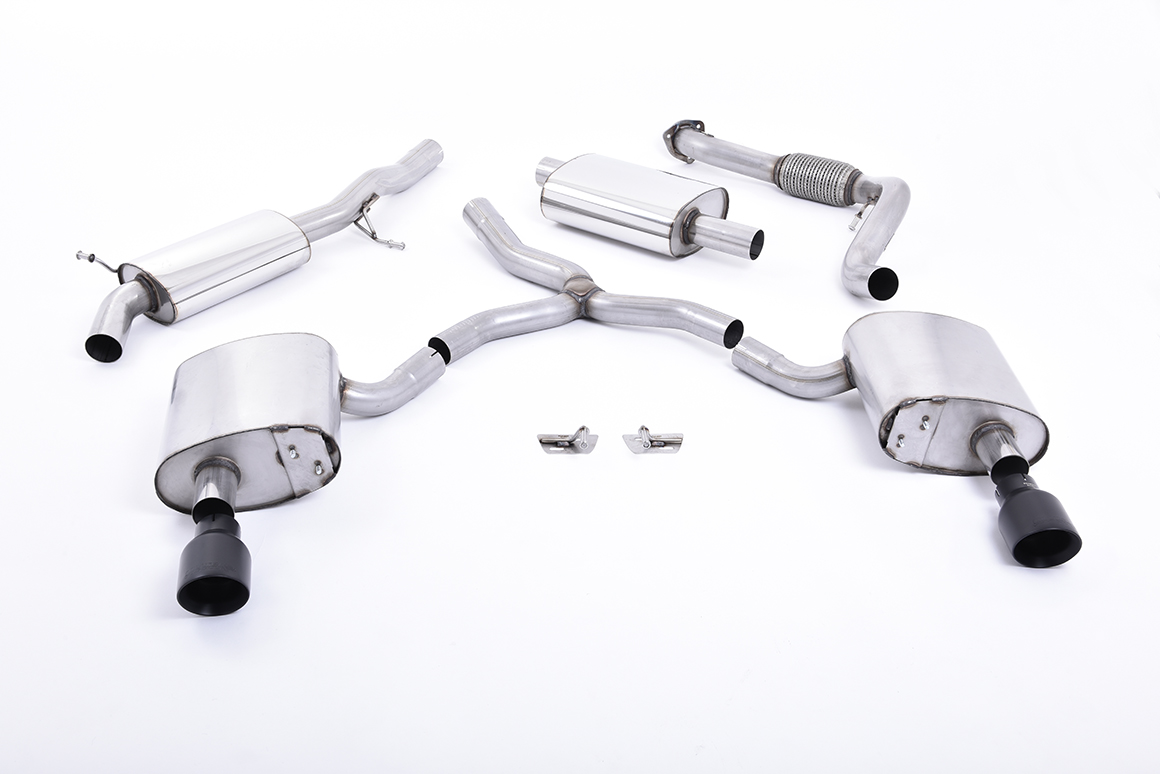 Milltek Cat-back Resonated GT-100 Cerakote Black Trims Audi A4 TSI B9 Quattro Saloon & avant